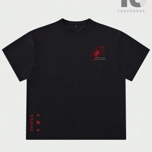 Goth Erkek Örümcek Sloganlı Grafik Tişört