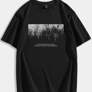 Goth Erkek Pamuklu Slogan Grafik Tişört, Okul