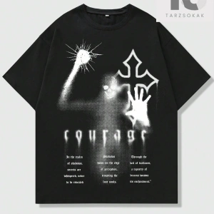 Goth Erkek Slogan Baskılı Kısa Kollu Tişört