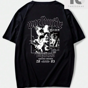 Goth Erkek Slogan Baskılı Yuvarlak Yaka T-Shirt