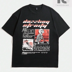 Goth Erkek Sloganlı ve Grafik Baskılı Tişört