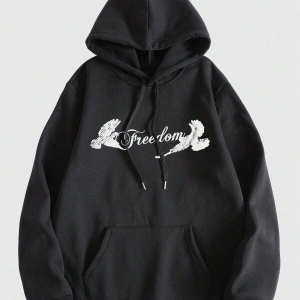 Goth Guys Cross Print Drawstring Lined Hoodie Siyah