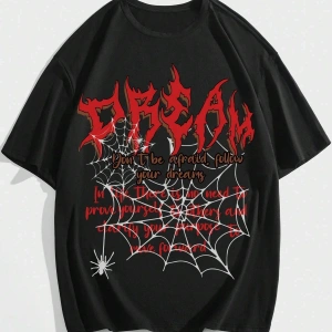 Goth Guys Mektup ve Örümcek Ağı Baskılı Harajuku Style