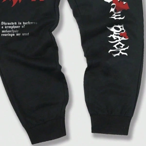 Goth Guys Skull & Slogan Graphic Drawstring Waist Eşofman Altı