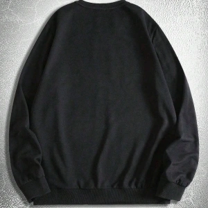 Goth Guys Slogan & Skull Print Pullover Siyah