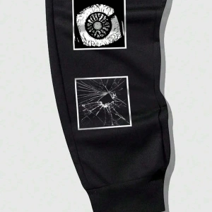 Goth Guys Slogan & Skull & Spider Graphic Drawstring Waist Eşofman Altı