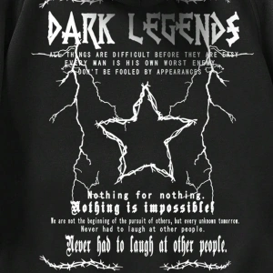 Goth Guys Star & Slogan Graphic Raglan Sleeve Drawstring Hoodie Siyah