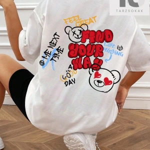 Goth Karikatür Grafik Düşük Omuz Tişört