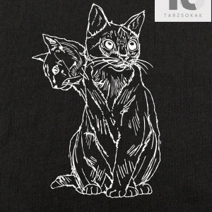 Goth Kedi Grafikli Düşük Omuzlu Tişört