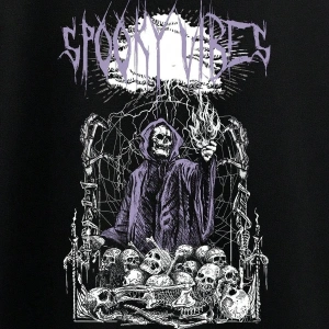 Goth Letter & Skull Print Sweatshirt Siyah