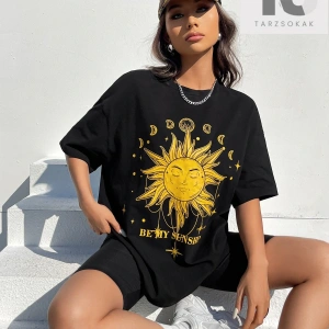 Goth Mektup Karikatür ve İskelet Grafikli Tişört