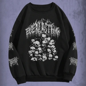 Goth Skull & Letter Graphic Thermal Lined Sweatshirt