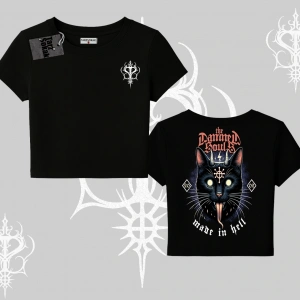 Gothic Cat Made in Hell Baskılı Sweatshirt Babby Tee Tshirt