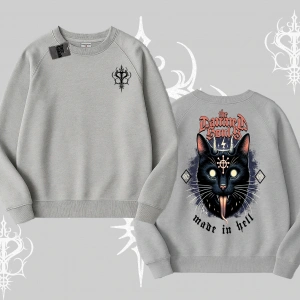 Gothic Cat Made in Hell Baskılı Sweatshirt Biskilet Sweatshirt