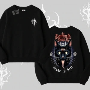 Gothic Cat Made in Hell Baskılı Sweatshirt Biskilet Sweatshirt