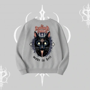 Gothic Cat Made in Hell Baskılı Sweatshirt Biskilet Sweatshirt