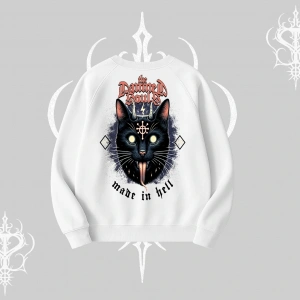 Gothic Cat Made in Hell Baskılı Sweatshirt Biskilet Sweatshirt
