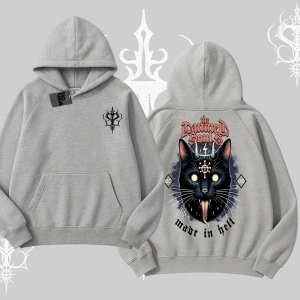 Gothic Cat Made in Hell Baskılı Sweatshirt Kapşonlu Sweatshirt