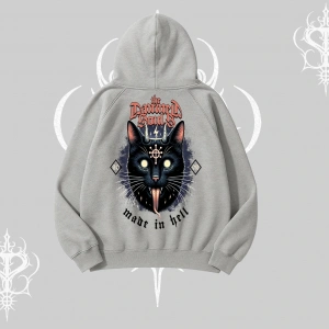 Gothic Cat Made in Hell Baskılı Sweatshirt Kapşonlu Sweatshirt