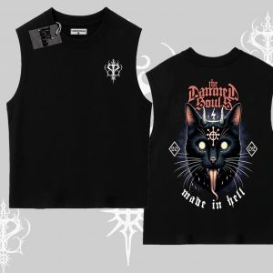 Gothic Cat Made in Hell Baskılı Sweatshirt Kolsuz Tshirt