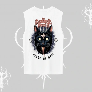 Gothic Cat Made in Hell Baskılı Sweatshirt Kolsuz Tshirt