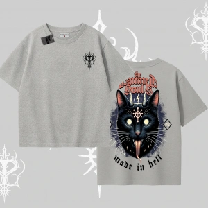 Gothic Cat Made in Hell Baskılı Sweatshirt Oversize Tshirt