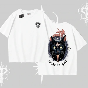 Gothic Cat Made in Hell Baskılı Sweatshirt Oversize Tshirt