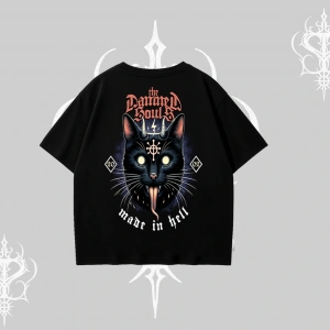 Gothic Cat Made in Hell Baskılı Sweatshirt Oversize Tshirt