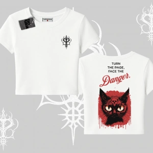 Gotik Kedi Arka Baskılı Babby Tee Tshirt
