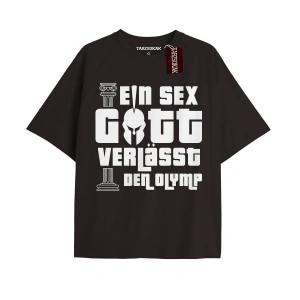 GOTT VERLASST DEN OLYMP Unisex Oversize Yazılı Tshirt SİYAH