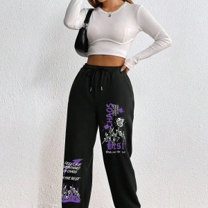 Graphic Drawstring Waist 4 Mevsim Eşofman