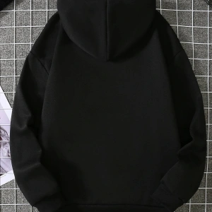 Graphic Print Kangaroo Pocket Drawstring Hoodie Siyah