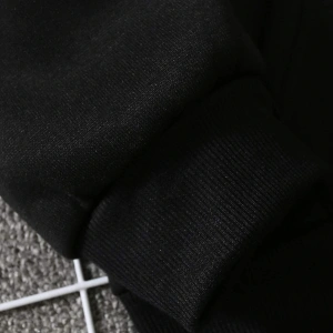 Graphic Print Kangaroo Pocket Drawstring Hoodie Siyah