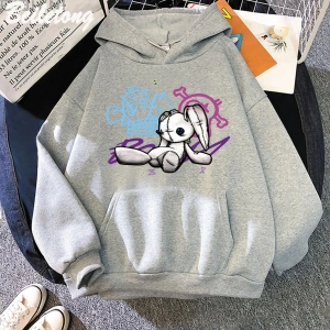 Gri Arcane Jinx Hoodie Maymun Bebek Tavşan Graffiti Grunge Tarzı Kpop i Siyah Anime