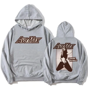 Gri Lovin Myself Hoodie Ava Max Tıklamayın Oyun Albümü l