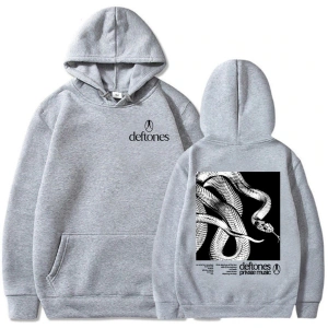Gri Unisex Deftones Özel Müzik Kapüşonlular 2025 Albümü Grafik Baskı Sonbahar S