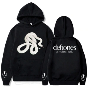 Gri Unisex Özel Müzik Yılan Hoodie Band Deftones Grafik Sonbahar Rahat Uzun