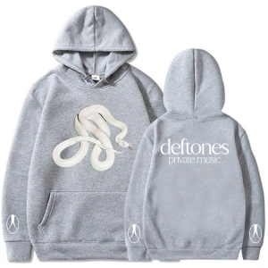 Gri Unisex Özel Müzik Yılan Hoodie Band Deftones Grafik Sonbahar Rahat Uzun
