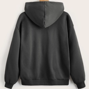 Grunge Punk Düz Renk Fermuarlı Yıldız Baskılı Kapüşonlu Sweatshirt Model 5157
