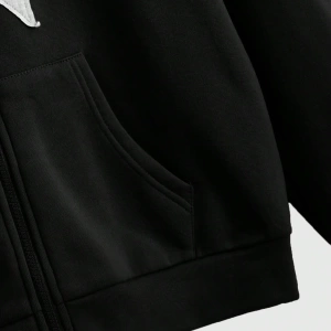 Grunge Punk Düz Renk Fermuarlı Yıldız Baskılı Kapüşonlu Sweatshirt Model 5157