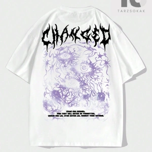 Grunge Punk Erkek Mektup Grafikli Tişört