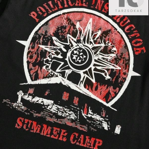 Grunge Punk Erkek Mektup Grafikli Tişört