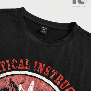 Grunge Punk Erkek Mektup Grafikli Tişört