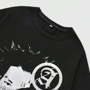 Grunge Punk Erkek Portre Ve Slogan Baskılı Kısa Kollu Tişört, Okul
