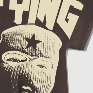 Grunge Punk Erkek Retro Sokak Grafik Baskılı Bol Kesim Kısa Kollu Tişört, Yazlık So