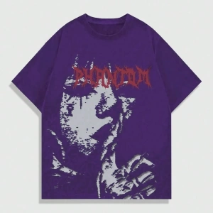 Grunge Punk Erkek Siluet Figür Baskılı Tişört, High Street Vintage Stili
