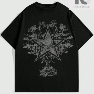 Grunge Punk Erkek Yıldız Baskılı Tişört