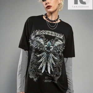 Grunge Punk Harf Grafik Tişört