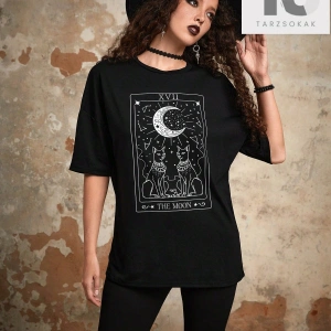 Grunge Punk Kafatası Grafik Damla Omuz Tişört