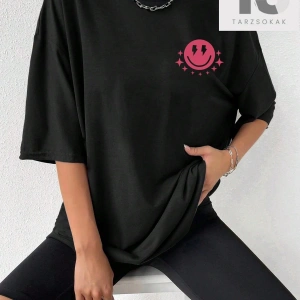 Grunge Punk Mektup Grafik Damla Omuz Tişört